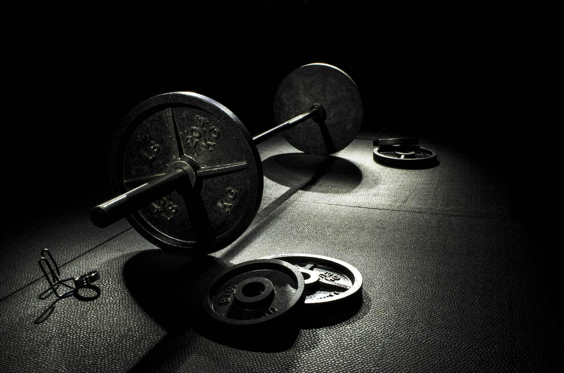 Barbell On Rubber Floor Background
