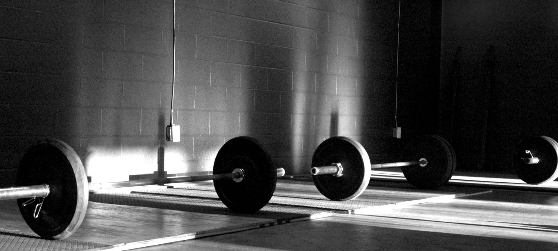 Barbells On Rubber Mats Background