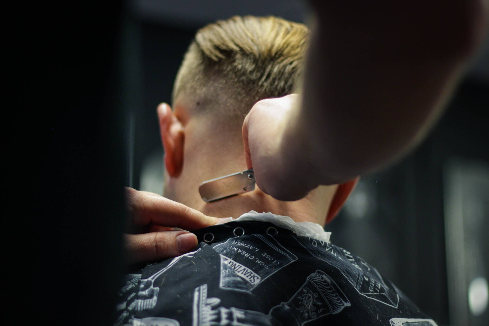 Barber Giving Mens Haircut Fade Background