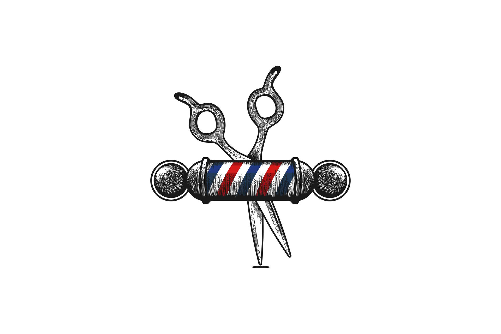 Barber Pole And Scissors Art Background