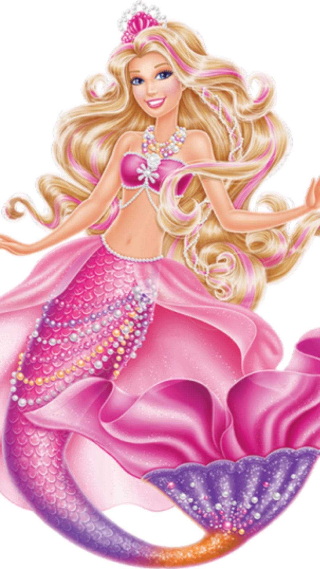 Barbie Mermaid In Pink Background