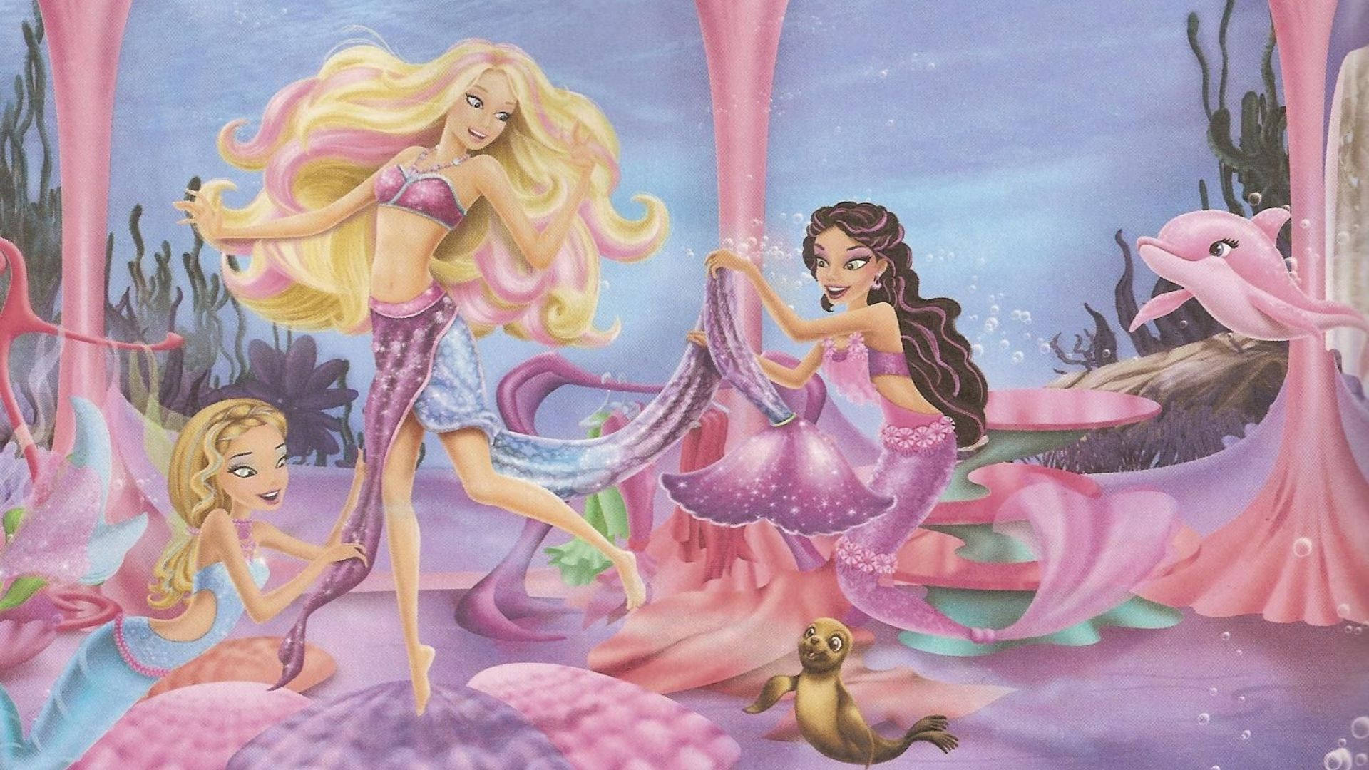 Barbie Mermaid Revealing Legs Background