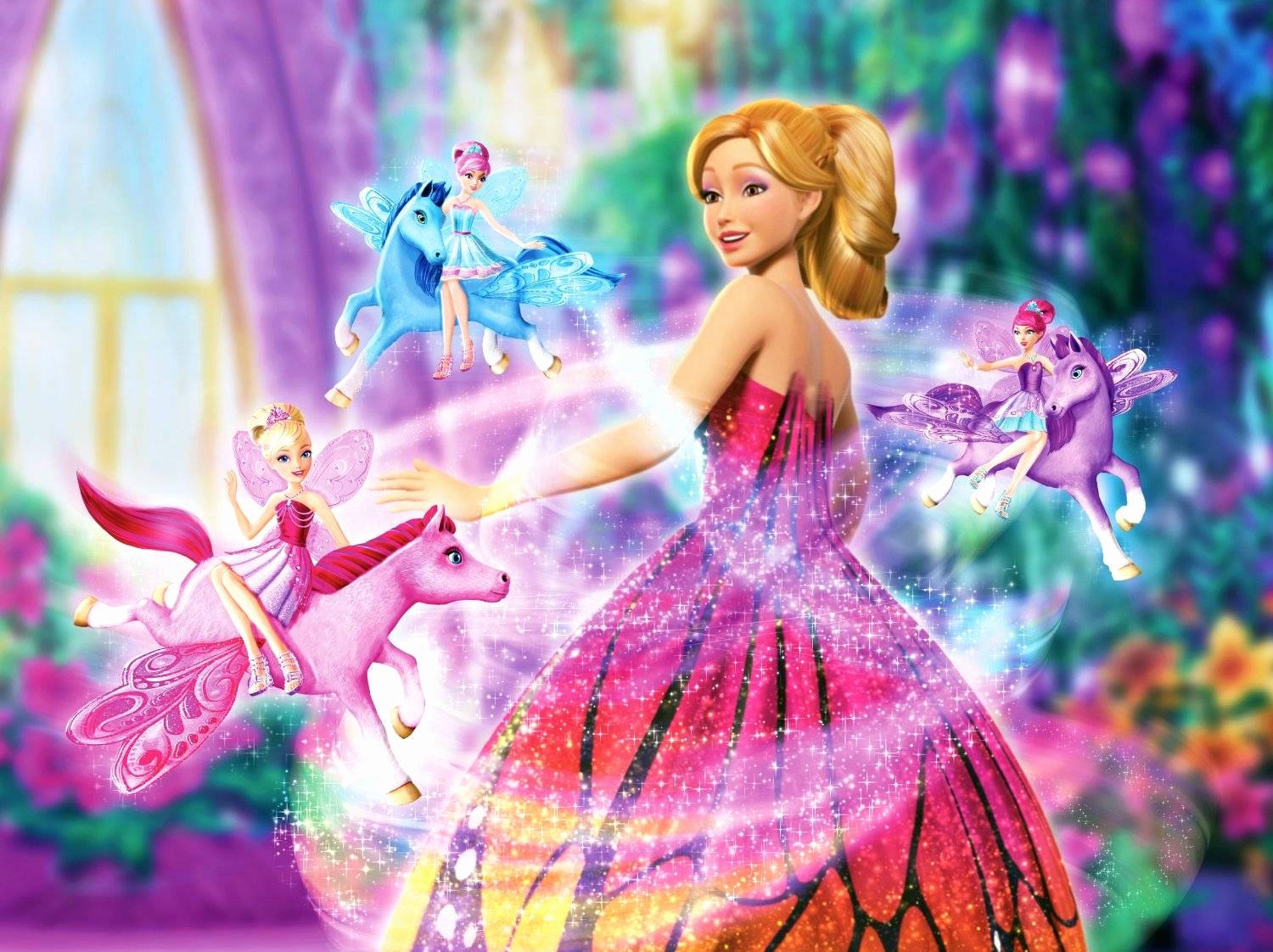 Barbie Princess Mariposa With Fairies Background