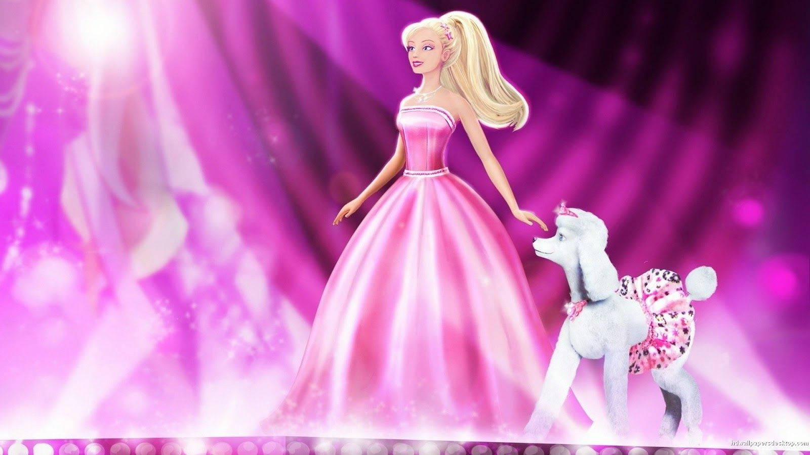 Barbie, The Epitome Of Creativity, With Her Trusty Pup In The Spotlight. Background