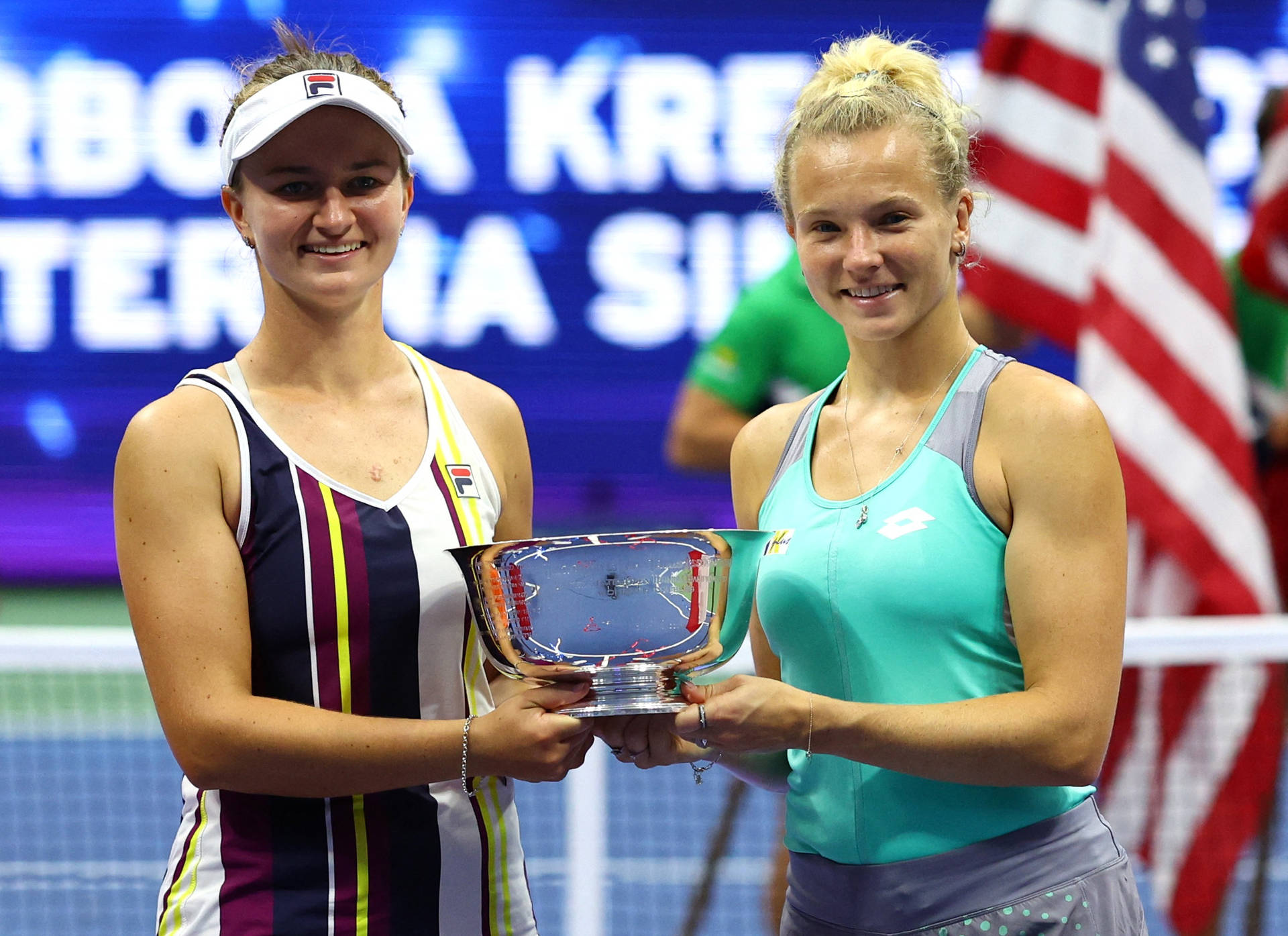 Barbora Krejcikova With Siniakova Tennis Player Background