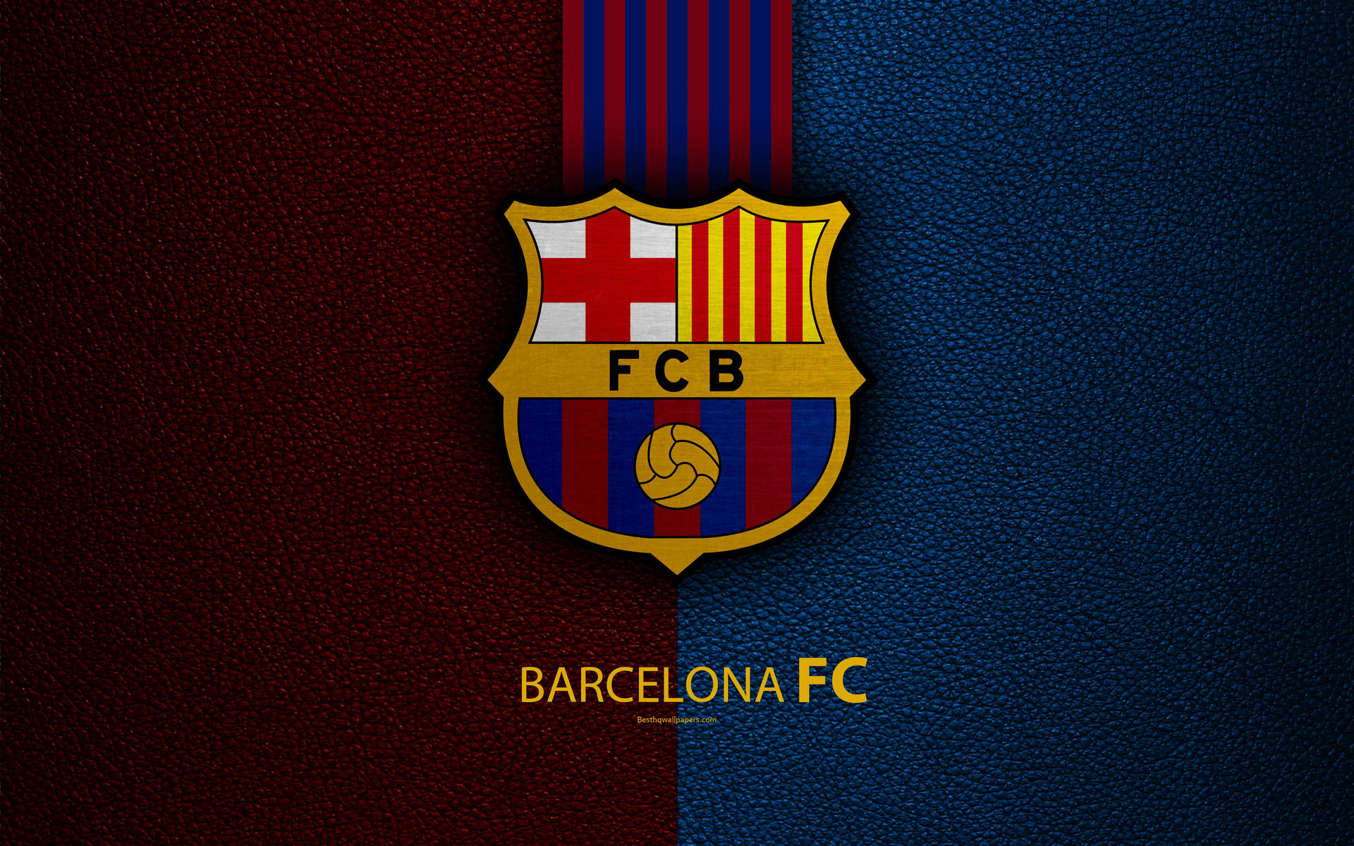 Barcelona Fc Logo Leather Texture Background
