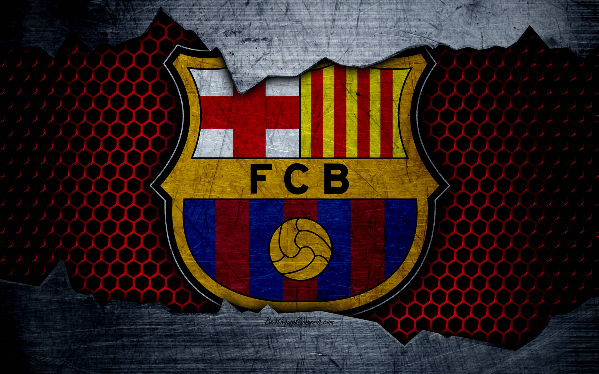 Barcelona Fc Logo Metal Texture Background