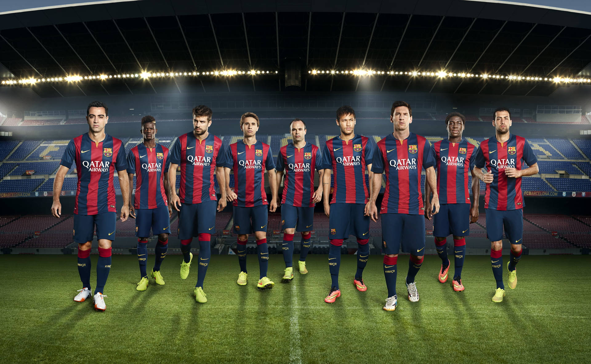 Barcelona Fc Team On Field Background