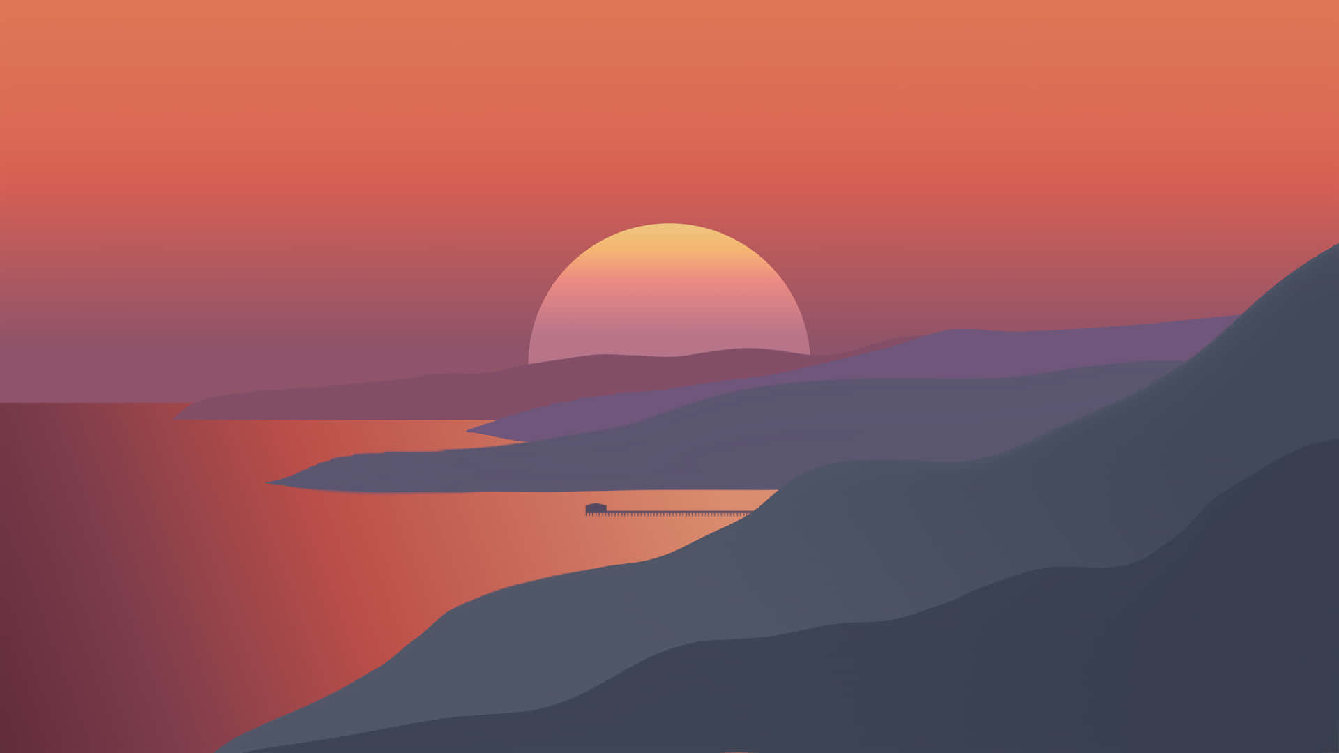 Bare Minimum Design For A Mountain And Moon Background