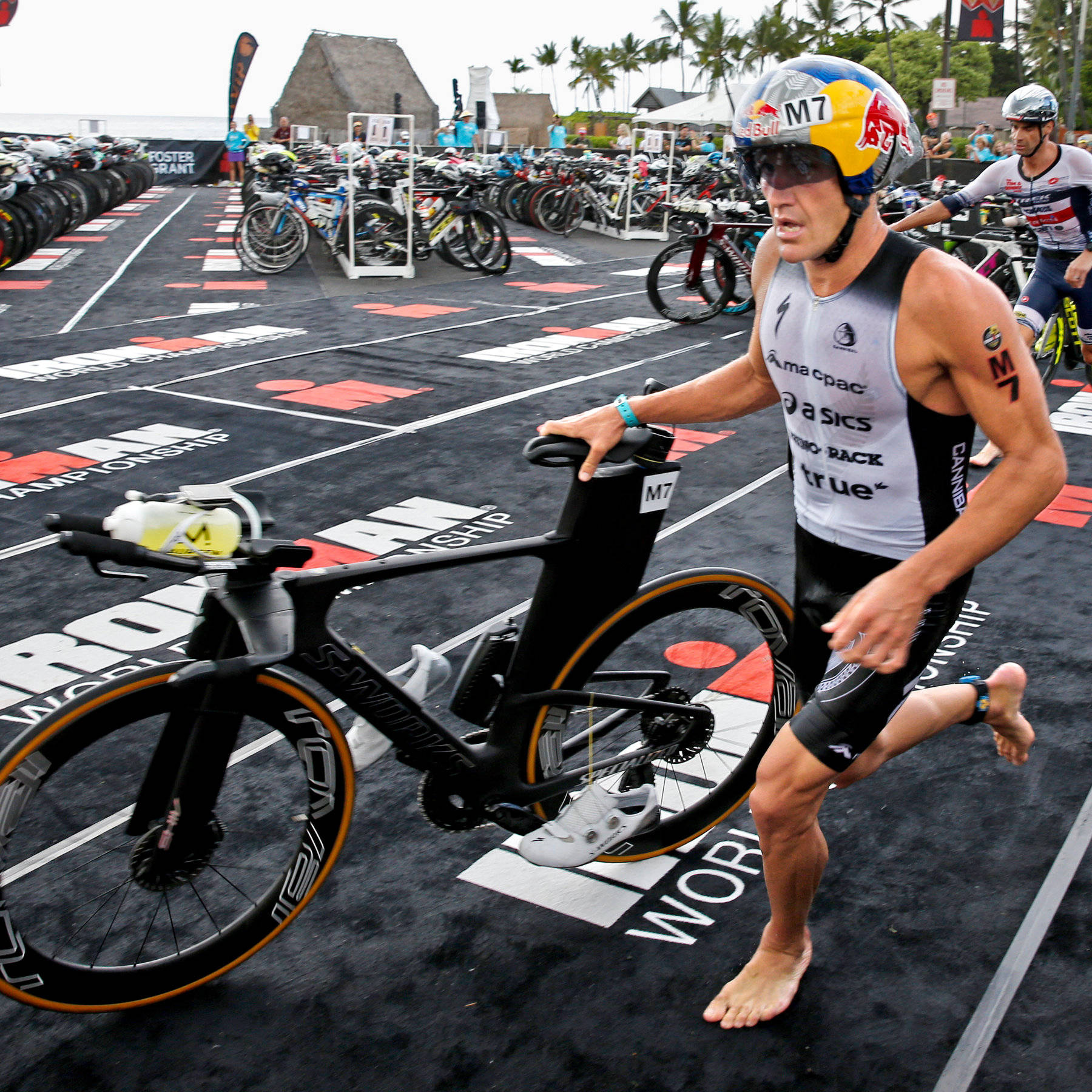 Barefooted Athlete During The Triathlon Background