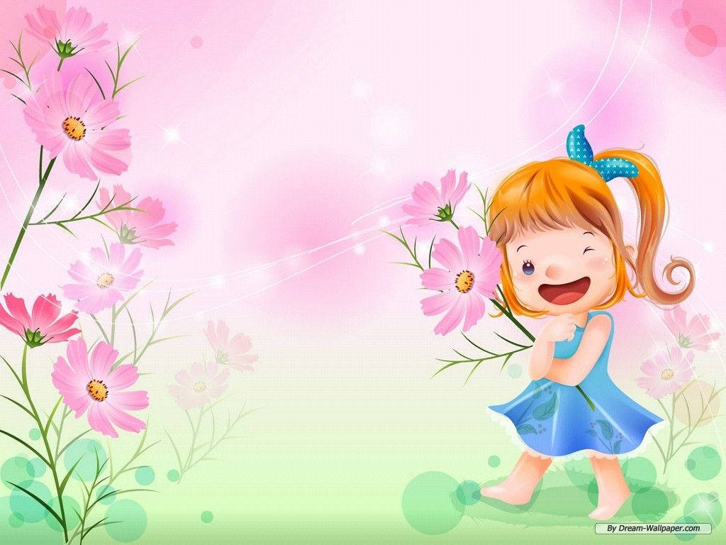 Barefooted Cute Cartoon Child Background