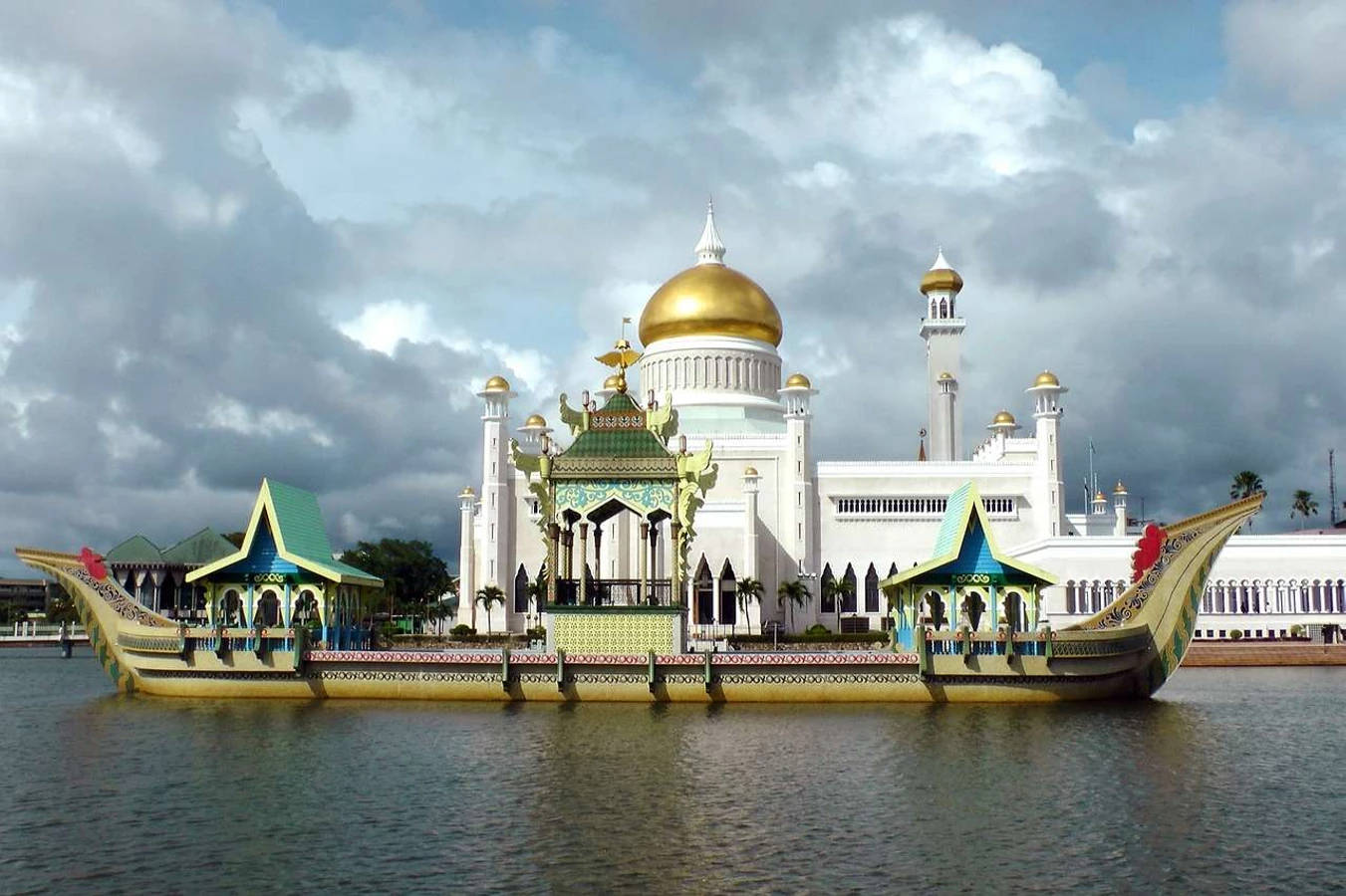 Barge Passing Brunei Mosque