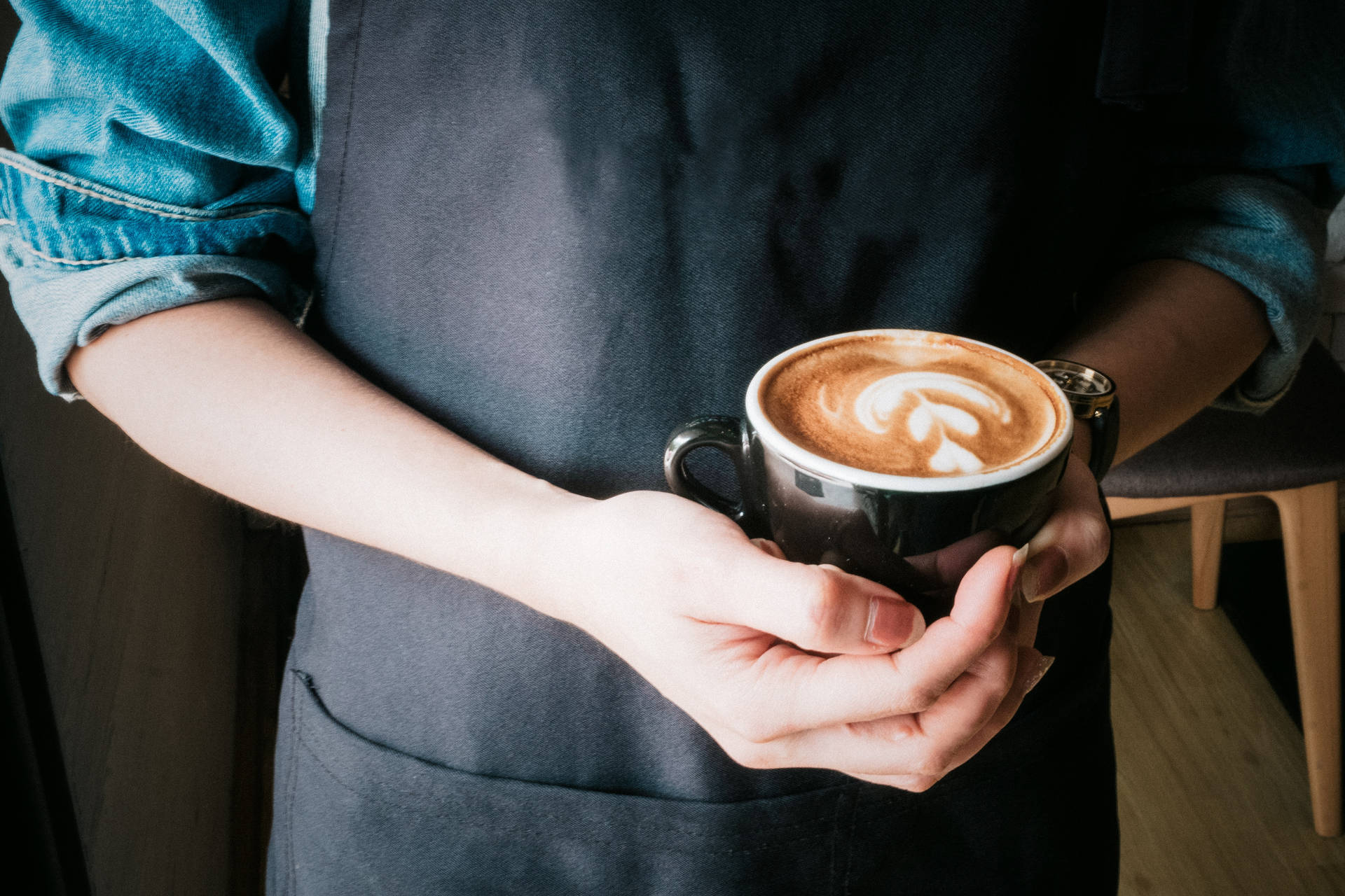 Barista Serving Coffee Aesthetic Background