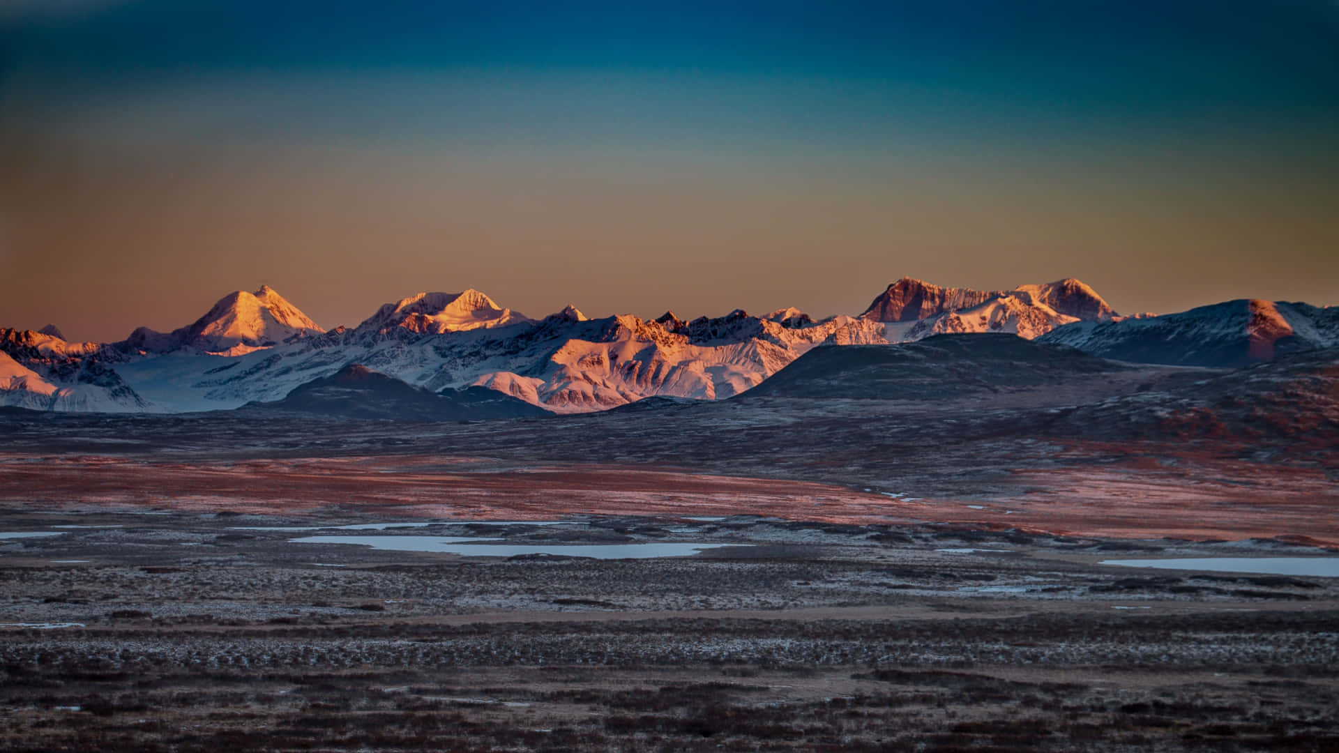 Barren Tundra During Sundown Background