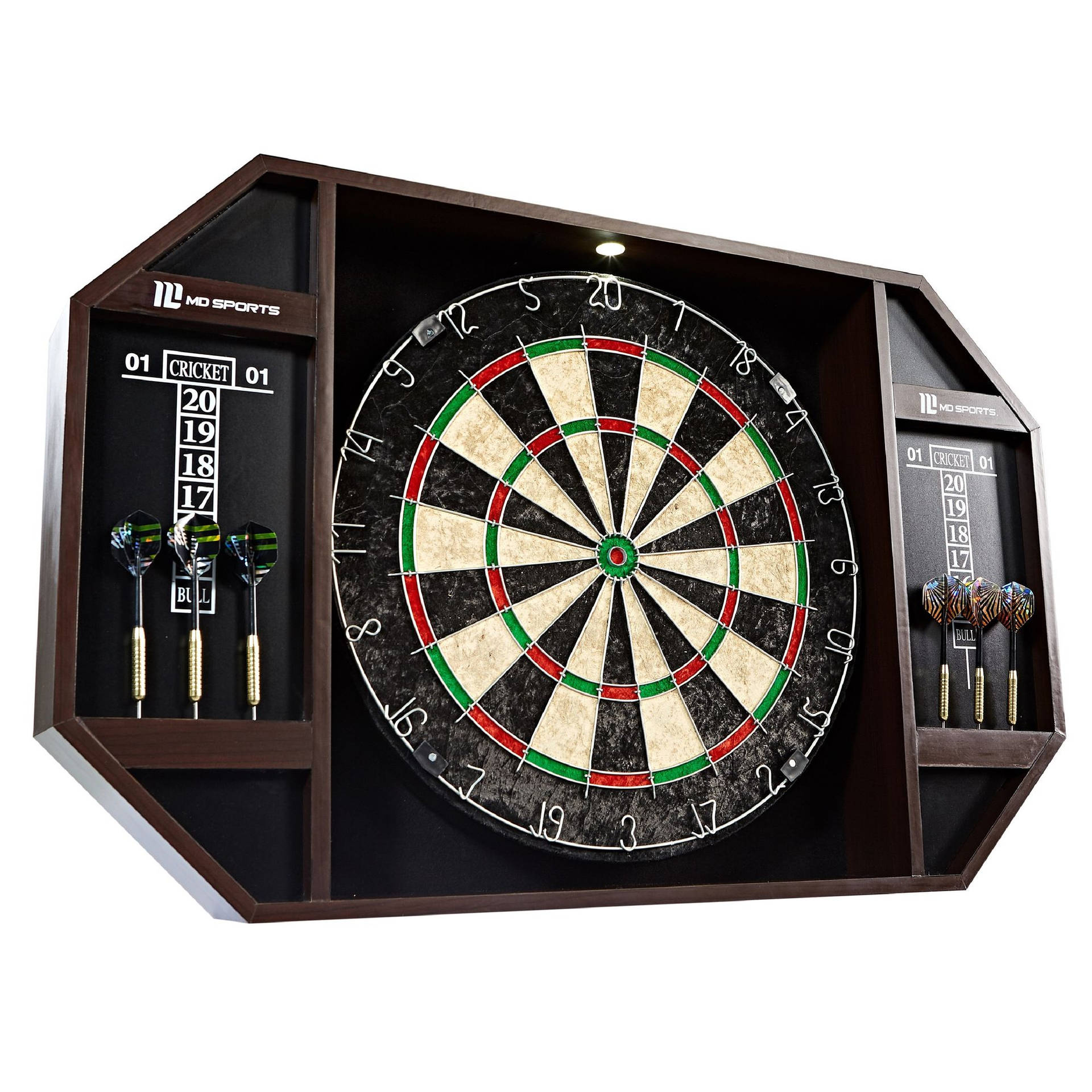 Barrington-madison Dartboard Cabinet Set With Six Darts Background