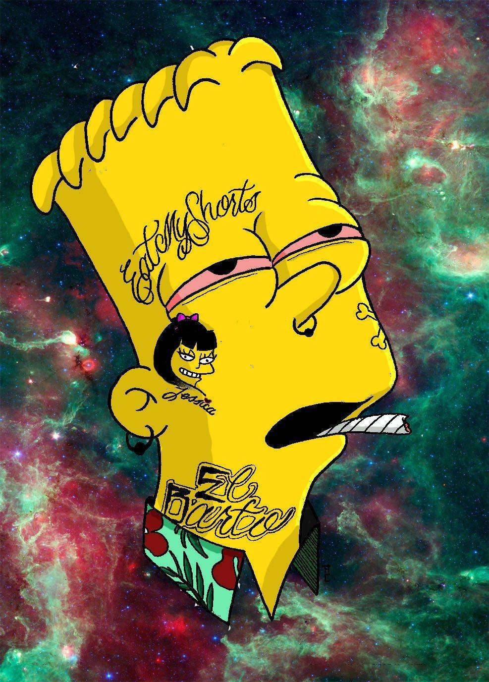 Bart As Gangsta Cartoon Member Of The Simpsons Background