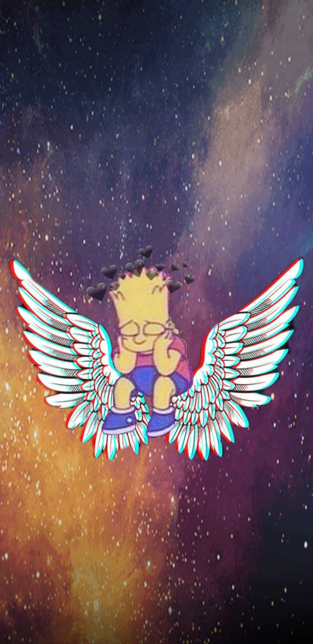 Bart Sad Angel Wings Background