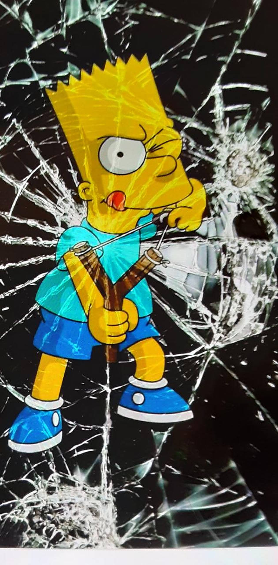 Bart Simpson Cracked Screen Background