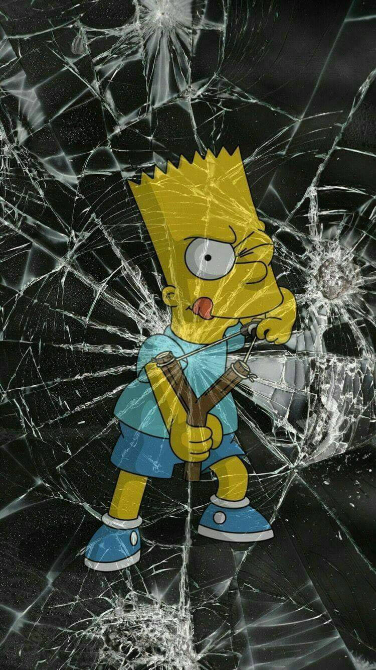 Bart Simpson Cracked Screen Background