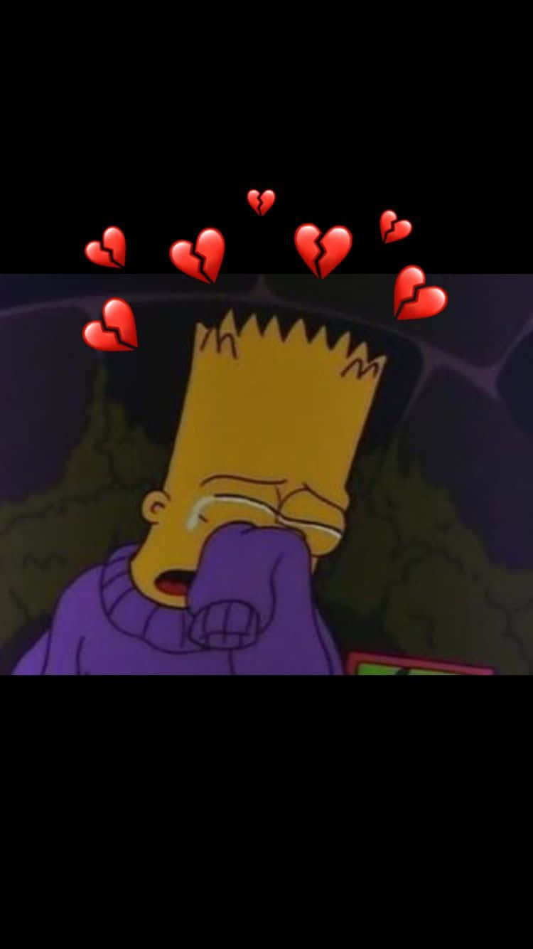 Bart Simpson Crying Broken Hearts Background