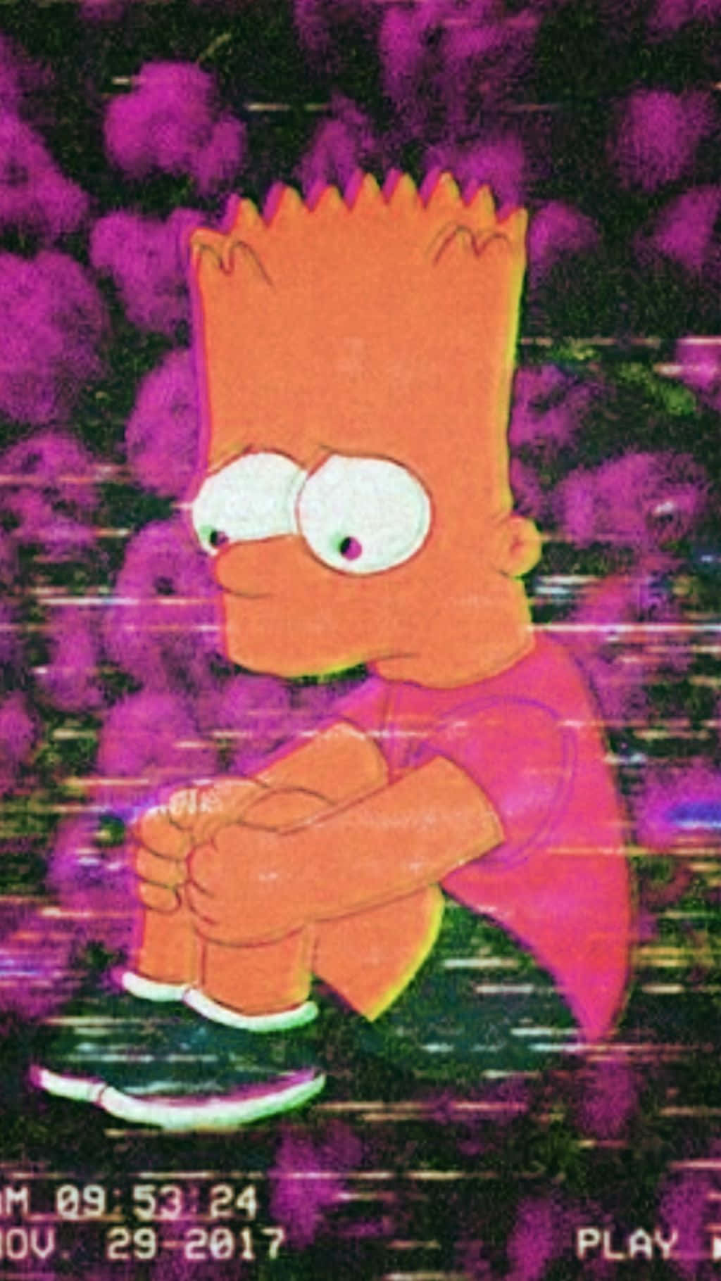 Bart Simpson Feeling Down And Holding An Outdated Phone Background