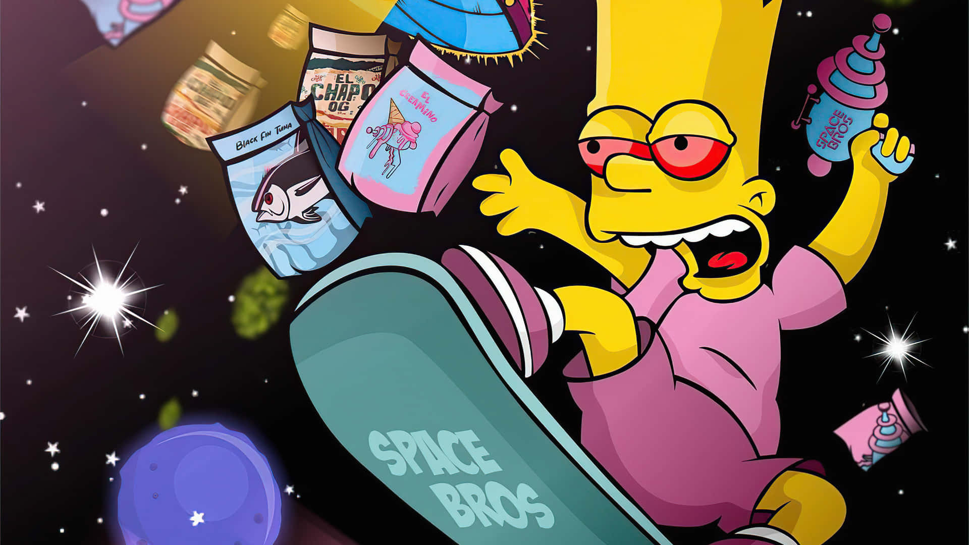 Bart Simpson Feeling High Background