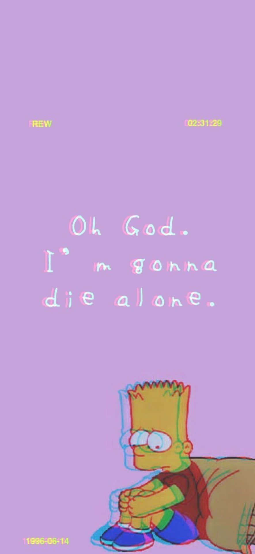 Bart Simpson Feeling Isolated On His Phone Background