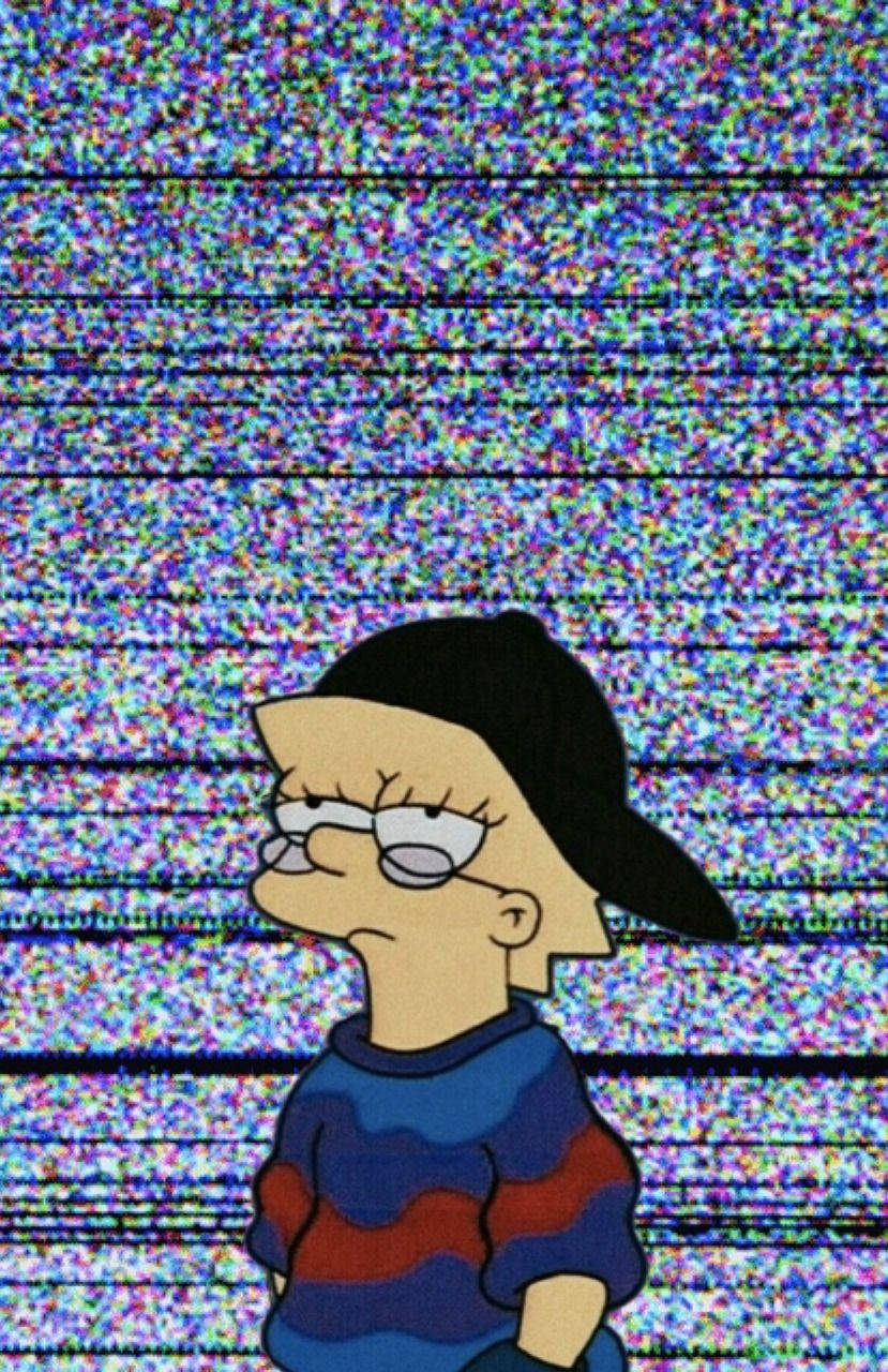 Bart Simpson Glitch Trippy Aesthetic Background