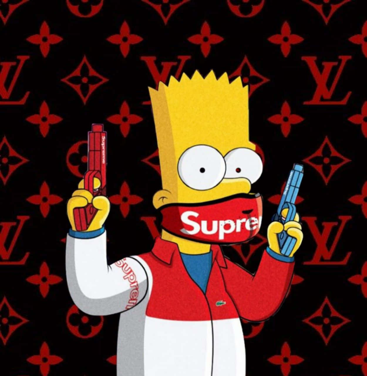 Bart Simpson Looking Stylish In Supreme Background