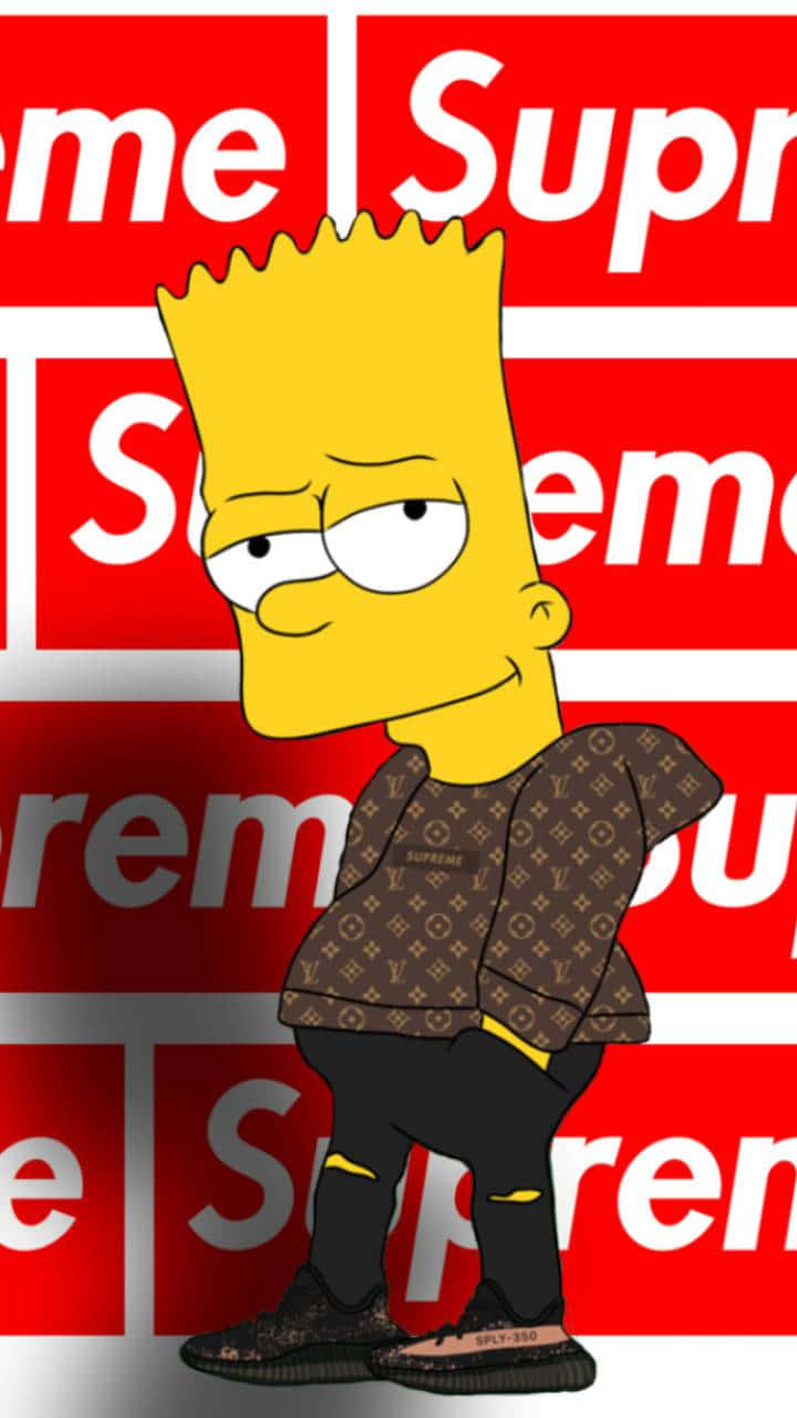 Bart Simpson On Supreme Background Background