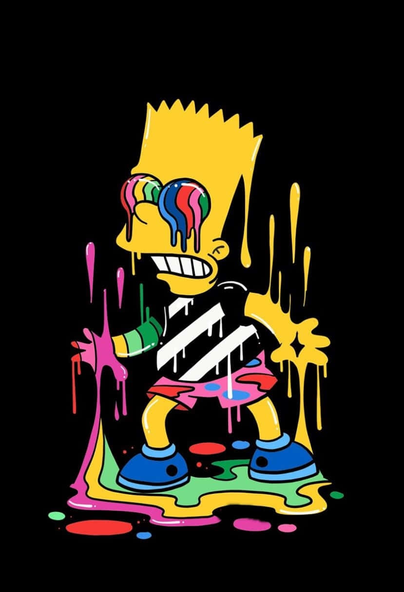 Bart Simpson Paint Drip Trippy Background