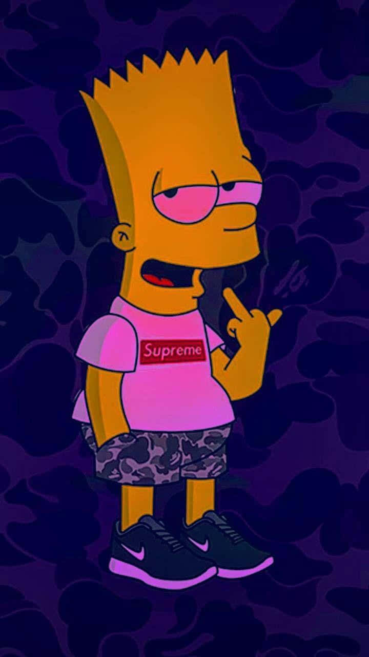 Bart Simpson Smoking His Favorite Green Herb Background