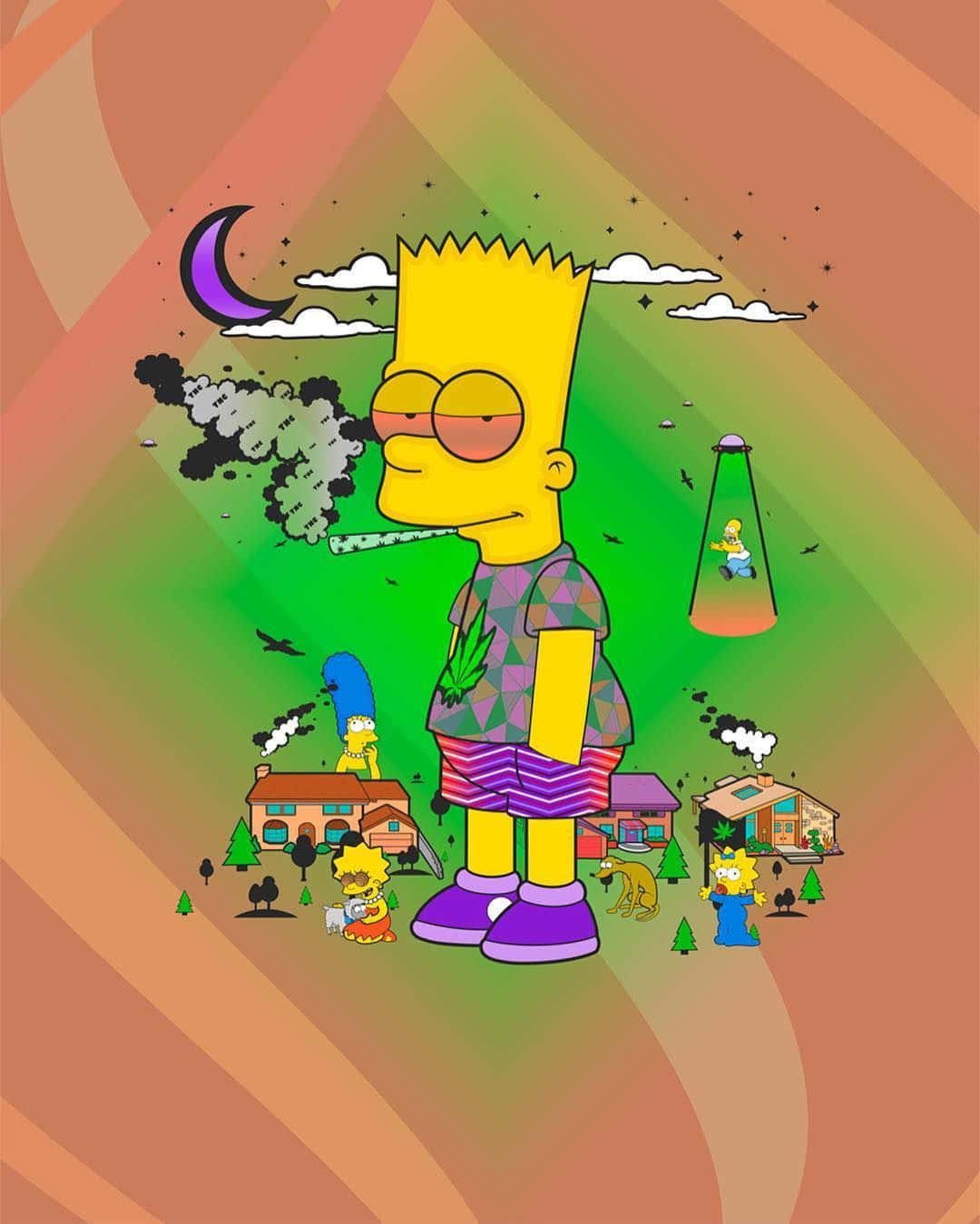 Bart Simpson Smoking Weed Trippy