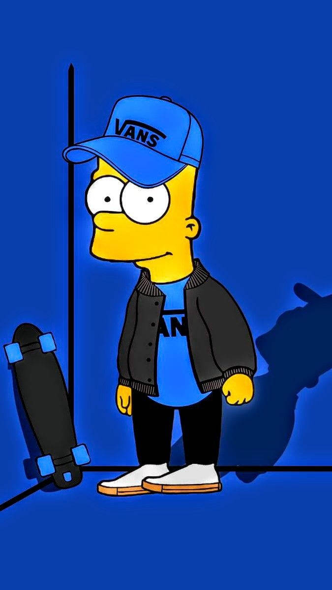 Bart Simpson Swag Blue Vans Background