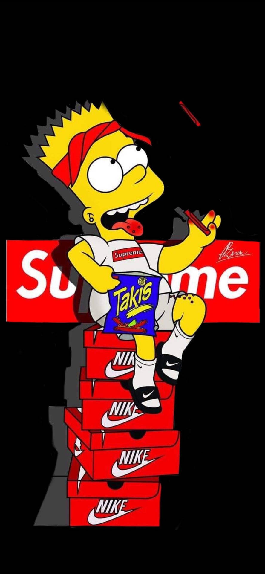 Bart Simpson Takis Red Supreme Background