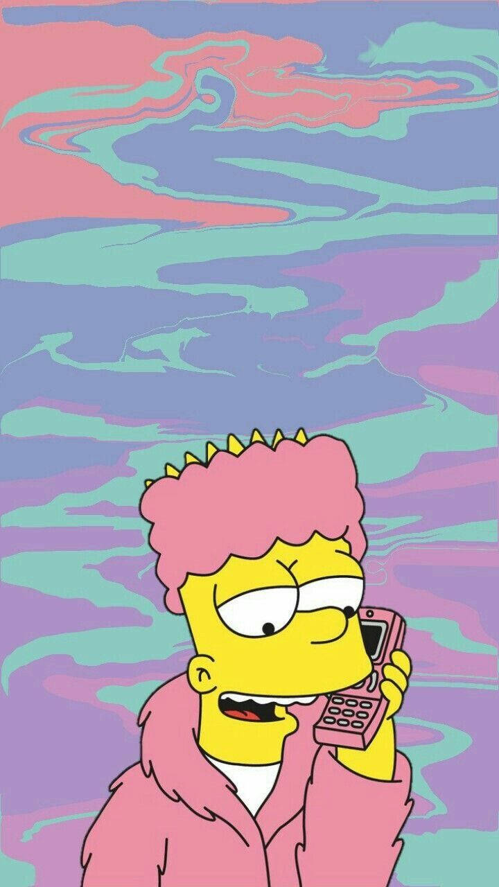 Bart Simpson Trippy Aesthetic Background