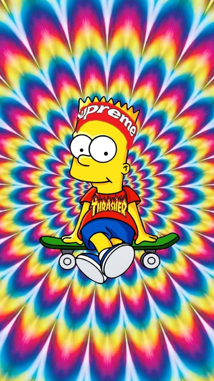 Bart Simpson Trippy Radial Pattern