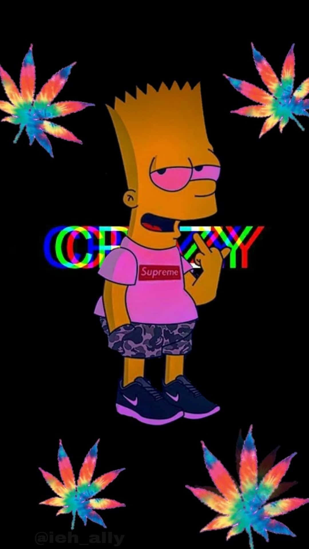 Bart Simpson Trippy Weed Leaf