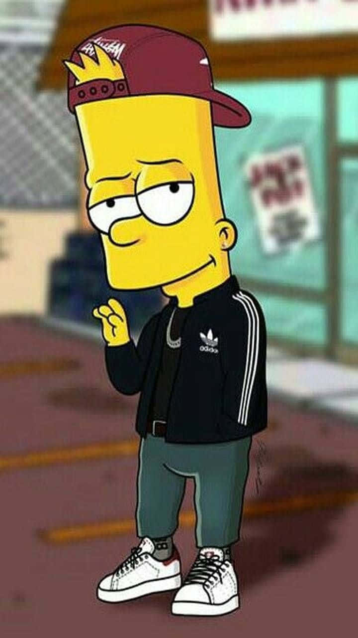 Bart Simpson Weed Hair Black Jacket Background