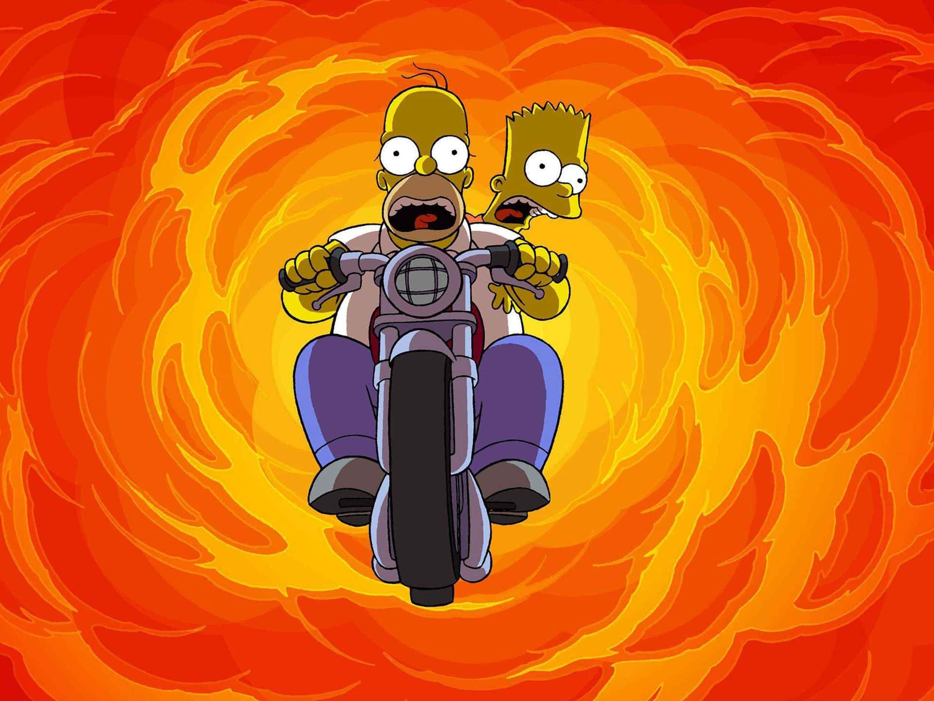 Bart Simpson Weed Hair Motorcycle Riding Background