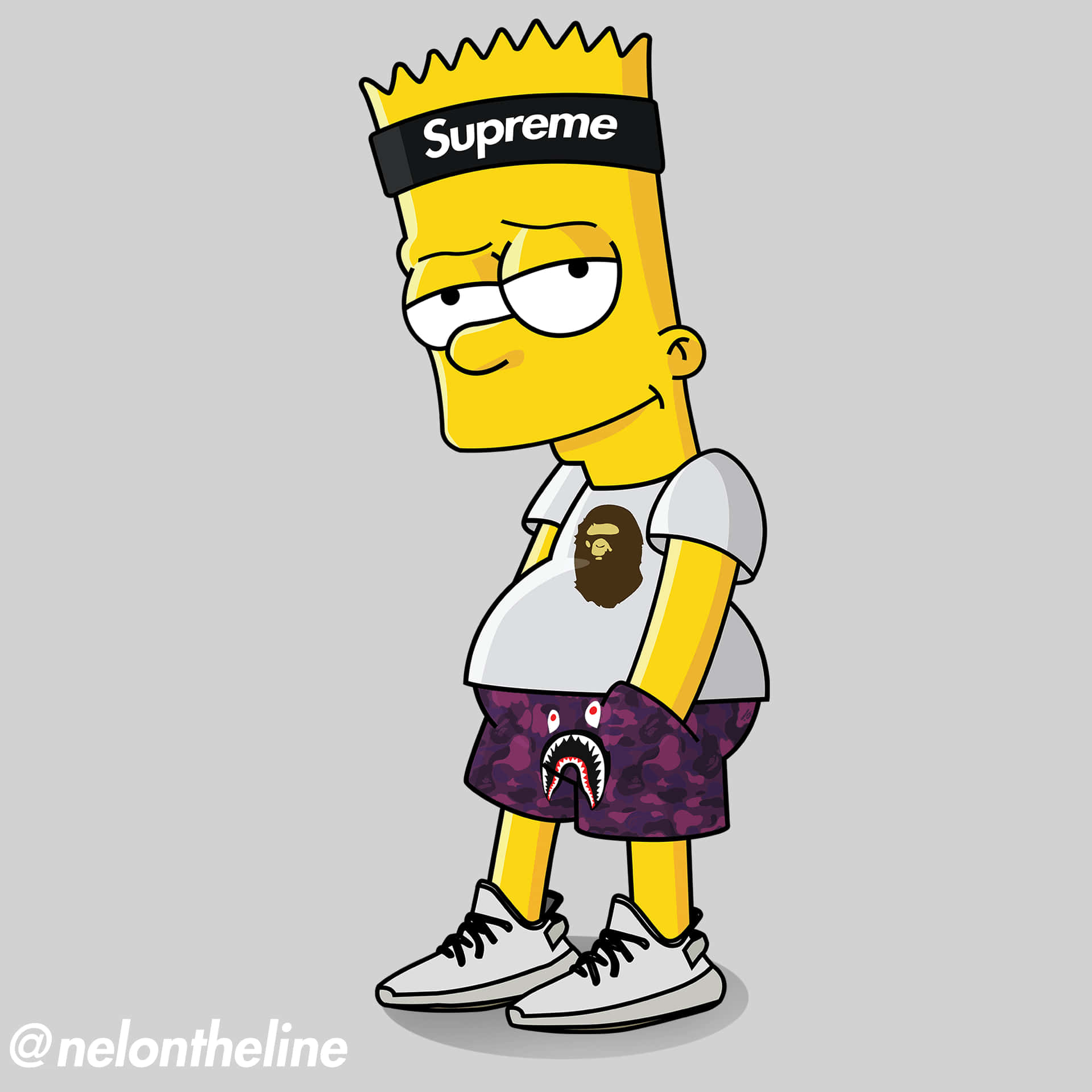 Bart Simpson Weed Hair Shirt Shorts Background