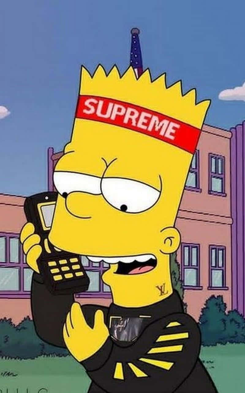 Bart Simpson Weed Holding Phone Background