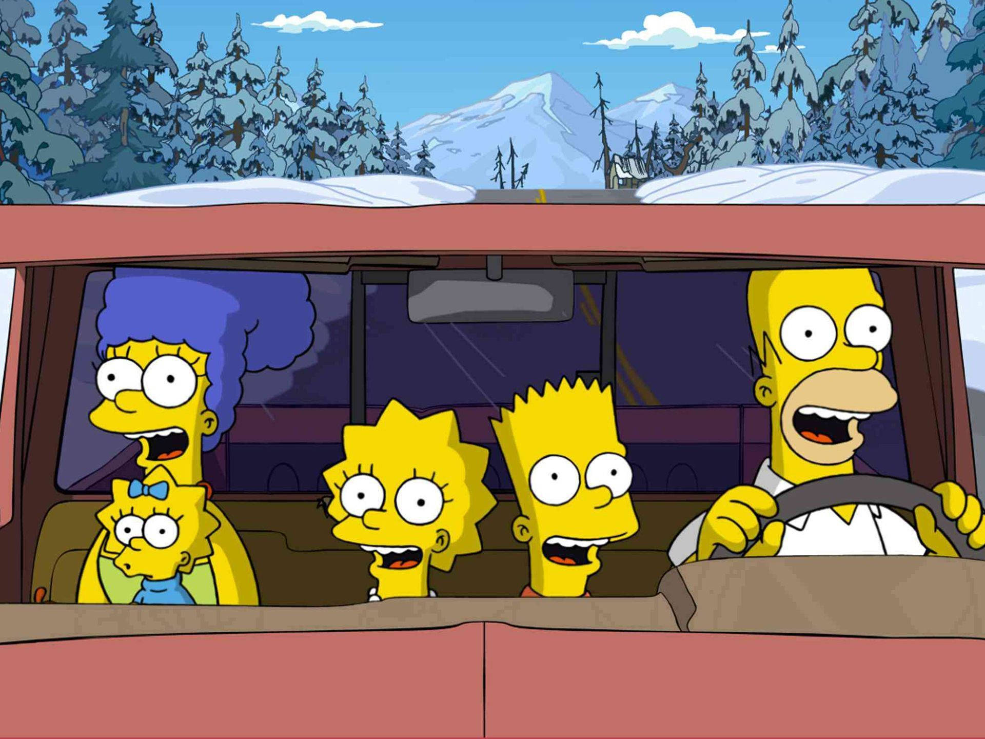 Bart Simpson With Family In Car Background