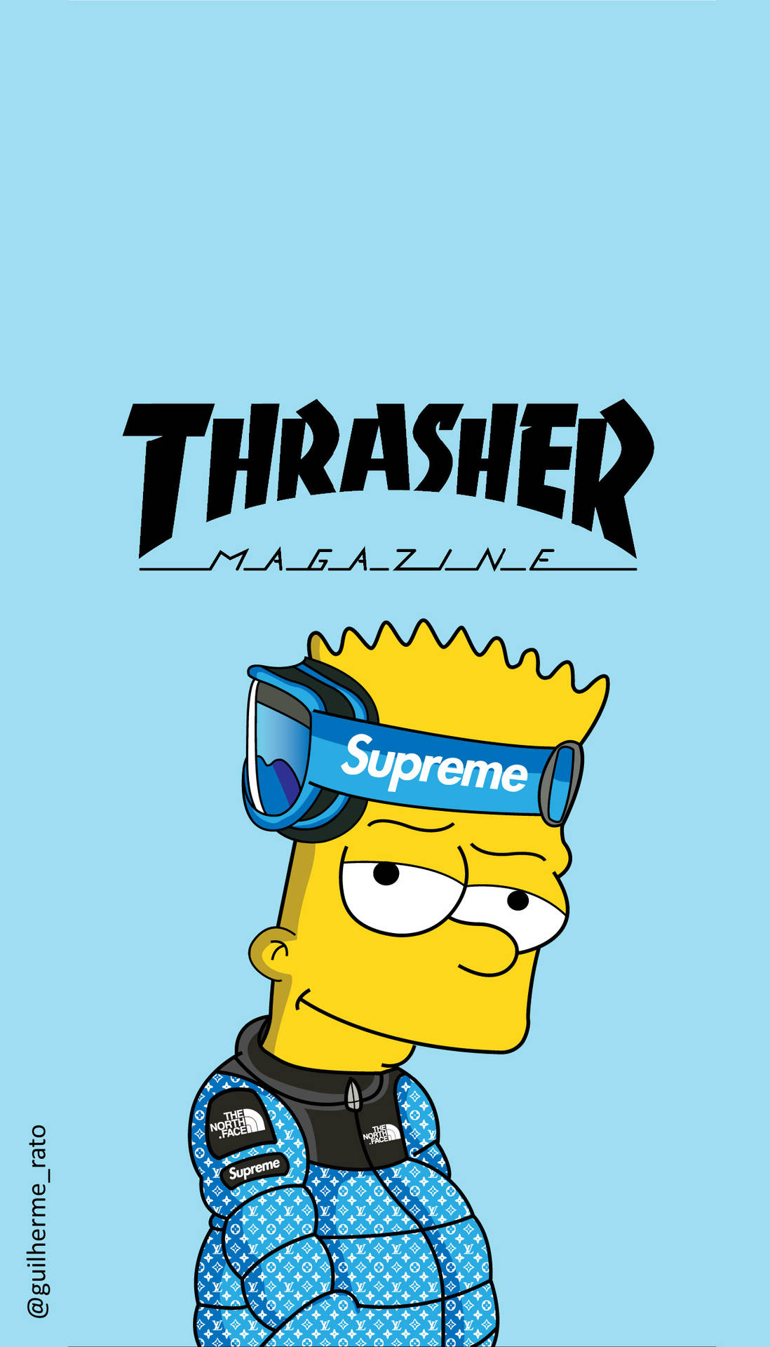 Bart Simpson With Superior Supreme And Thrasher Background