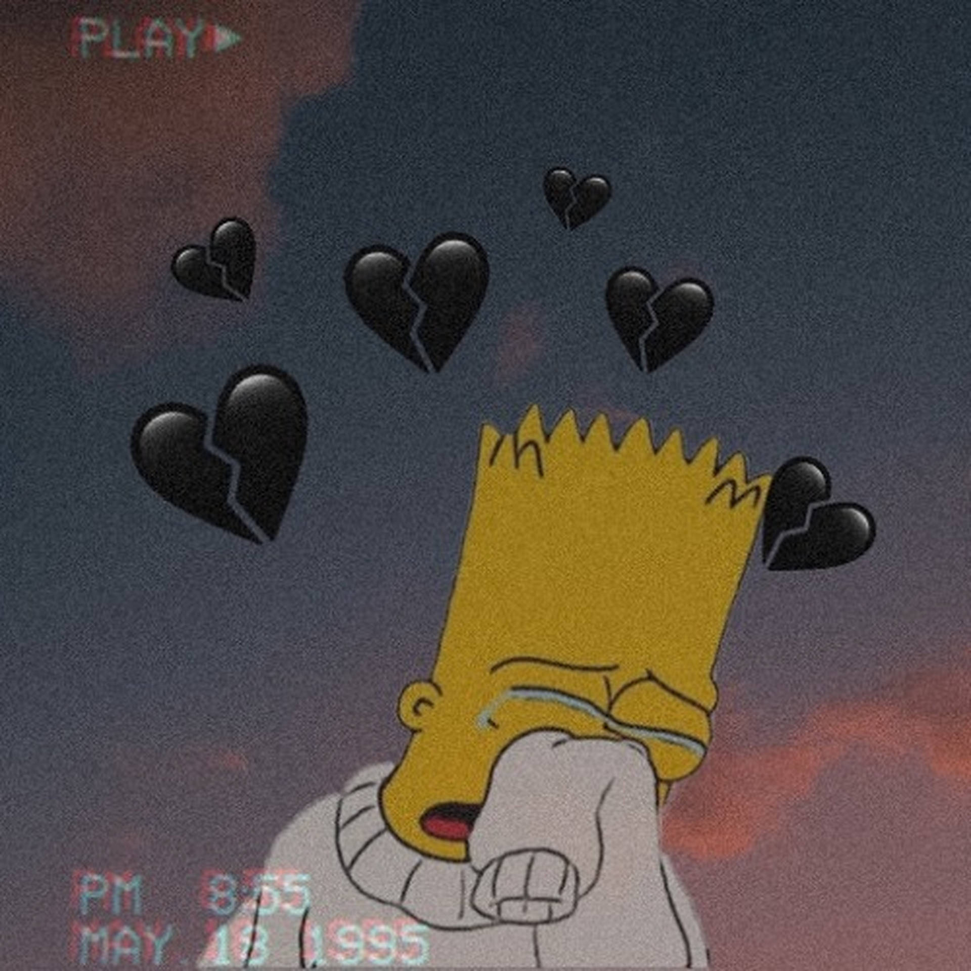 Bart Simpsons Black Heart Emoji Background