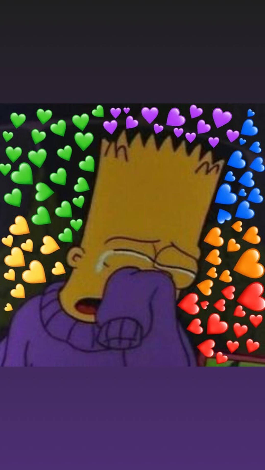 Bart Simpsons Rainbow Hearts Background