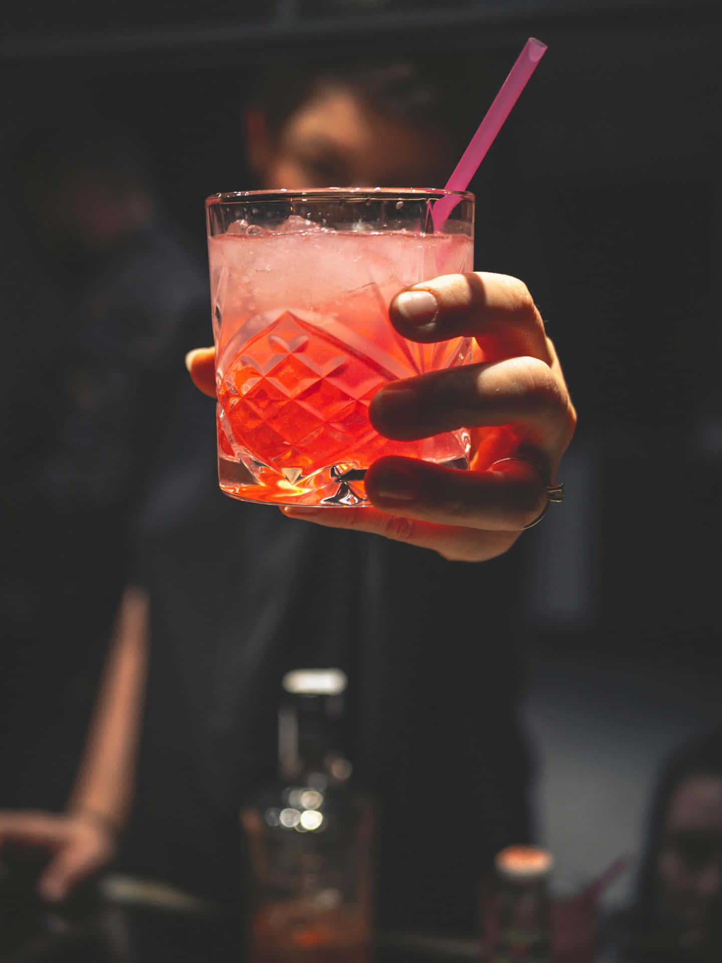 Bartender Serving Cocktail Background