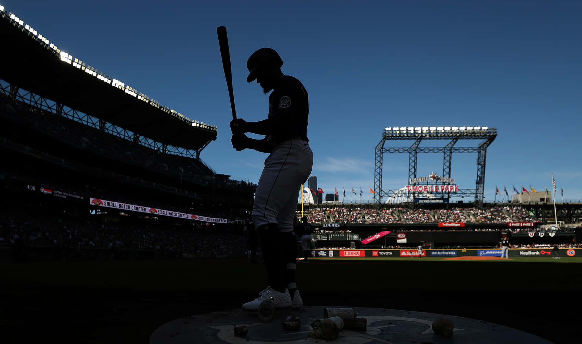 Baseball Bat On The Field Background