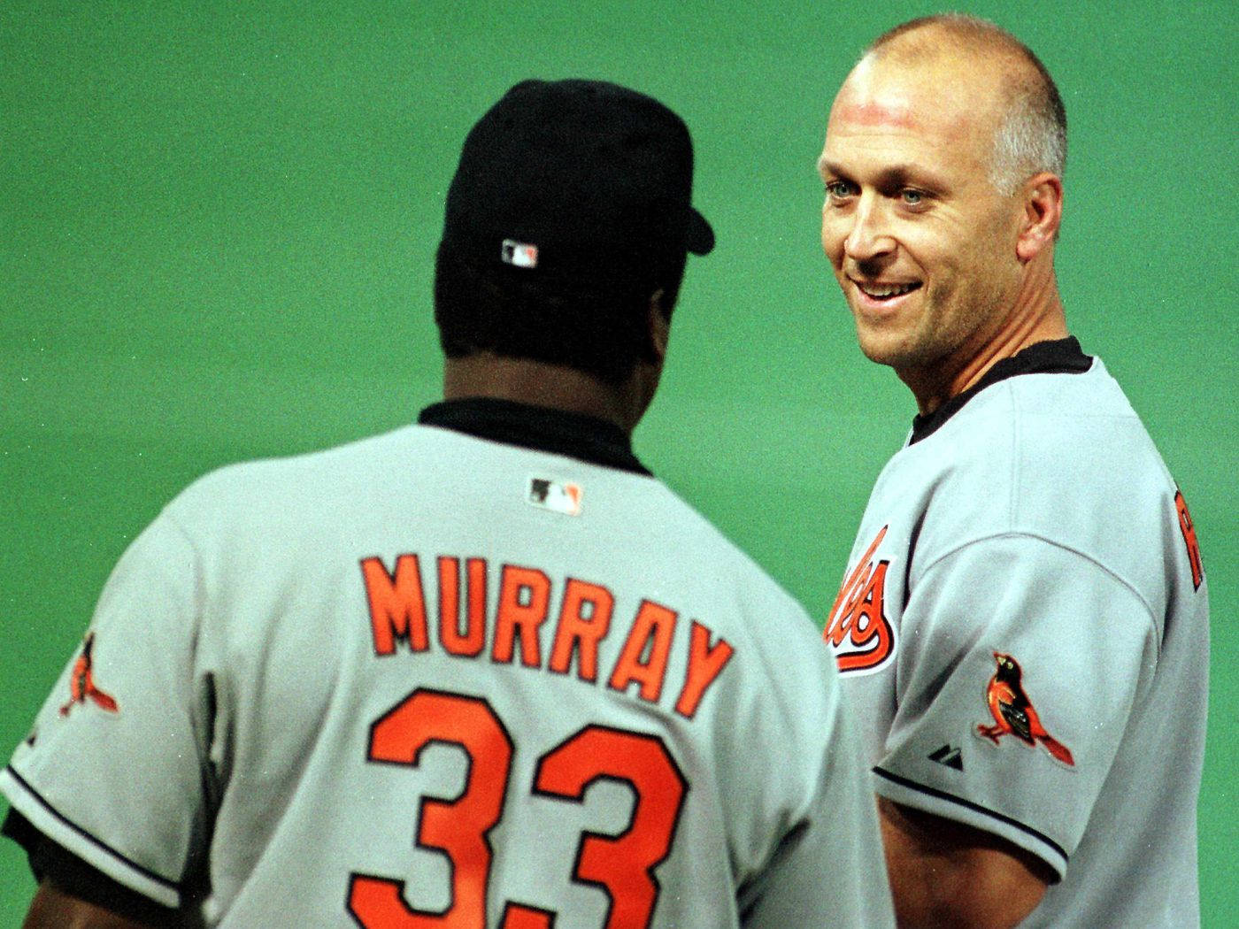 Baseball Legends Cal Ripken Jr And Eddie Murray In A Candid Moment Background