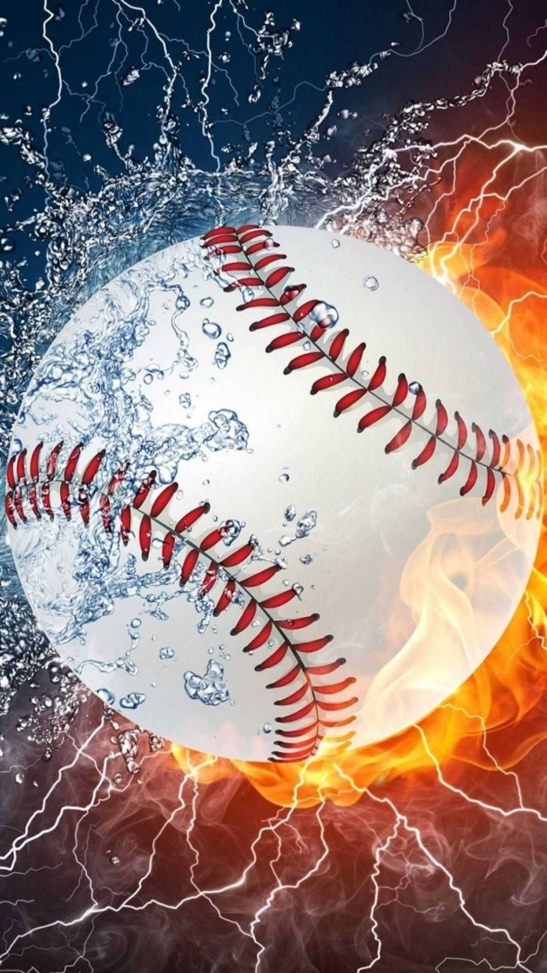 Baseball On Fire Sports Iphone Background